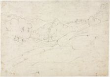 View of Marino (recto); Sketch for a Landscape (verso), 1827. Creator: Jean Baptiste Camille Corot (French, 1796-1875)