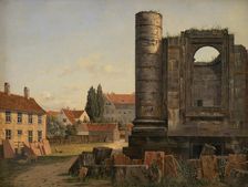 View of Marmorpladsen withe Ruins of the Uncompleted Frederik's Church in Copenhagen, 1838. Creator: Thorald Lessoe