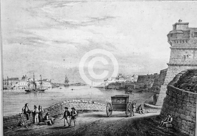 View of Marsamxett Harbour sketched from where nowadays stands Marina di Valletta in Pietà, c1850. Creator: Unknown.