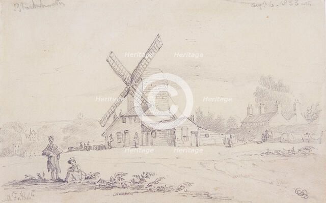 View of mill with a windmill on Blackheath, Greenwich, London, 1833. Artist: George Shepheard