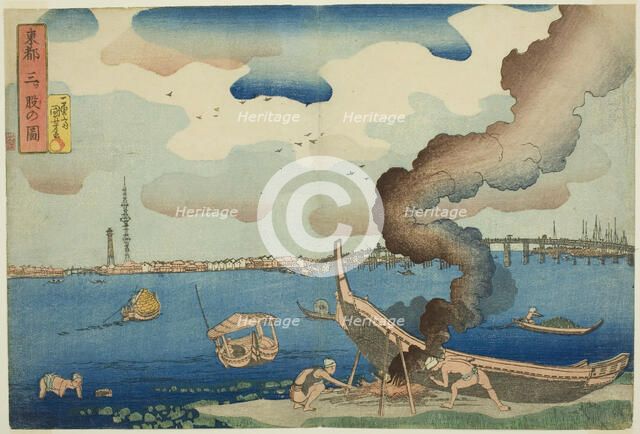 View of Mitsumata in the Eastern Capital (Toto Mitsumata no zu), from the series..., early 1830s. Creator: Utagawa Kuniyoshi.