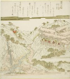 View of Miyanoshita Hot Springs in Hakone, Soshu, from the series "Hot Springs - A..., c. 1820s. Creator: Ikeda Eisen