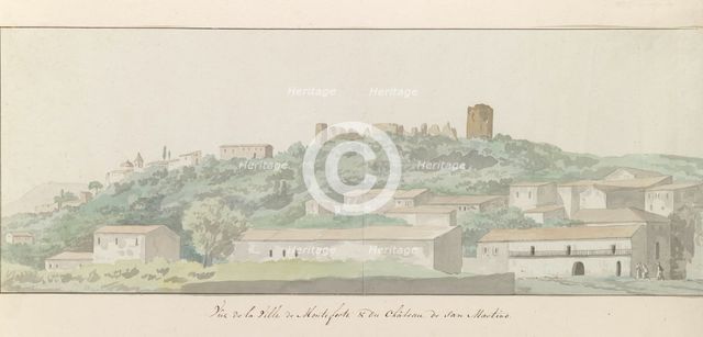 View of Monteforte Irpino and San Martino castle, 1778. Creator: Louis Ducros.
