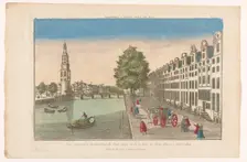 View of Montelbaan tower and interior of Amsterdam, 1700-1799. Creator: Anon
