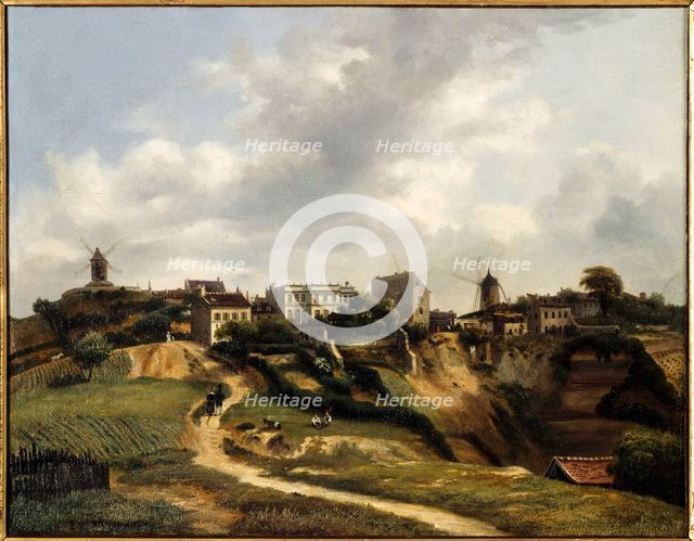 View of Montmartre, 1834. Creator: Paul Glon Villeneuve.