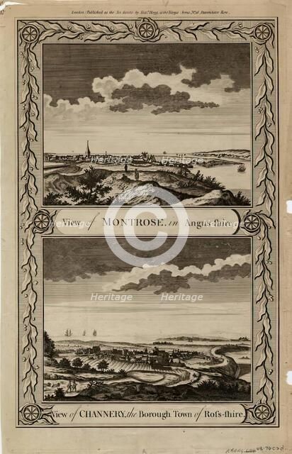 View of Montrose in Angus-shire and View of Channenry, the Borough Town of Ross-shire. Creator: Alexander Hogg.