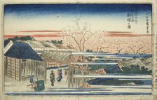 View of Morning Cherry Blossoms in the New Yoshiwara (Shin Yoshiwara asazakura no zu)..., c. 1831. Creator: Ando Hiroshige
