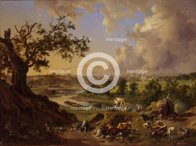 View of Moscow from the Sparrow Hills, 1837. Artist: Rauch, Johann Nepomuk (1804-1847)