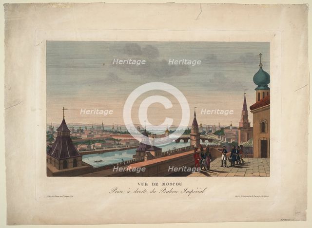 View of Moscow, taken from the balcony of the Imperial Palace, 1812. Artist: Courvoisier-Voisin, Henri (1757-1830)