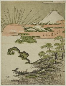 View of Mount Fuji at sunrise on New Year's Day, c. 1772. Creator: Isoda Koryusai