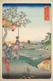 View of Mount Fuji from a Teahouse at Zoshigaya (Zoshigaya Fujimi chaya), from the..., 1858. Creator: Ando Hiroshige