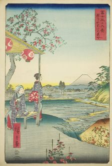 View of Mount Fuji from a Teahouse at Zoshigaya (Zoshigaya Fujimi chaya), from the..., 1858. Creator: Ando Hiroshige