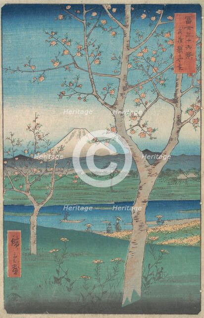 View of Mount Fuji from Koshigaya, Province of Musashi (Musashi, Kos..., 4th month, Horse year 1858. Creator: Ando Hiroshige.
