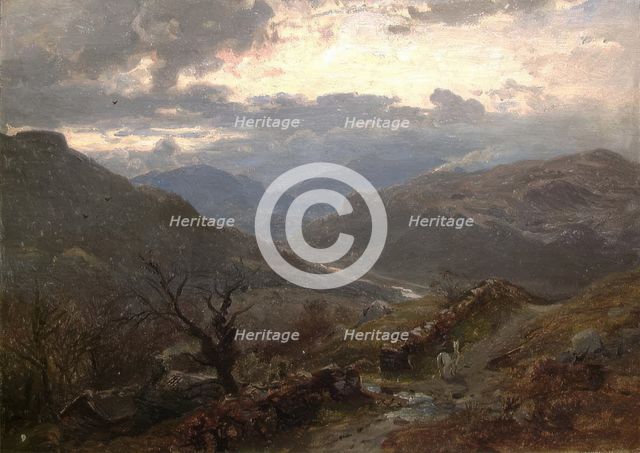 View of Mountains in Wales, Started 1862, ended 1864. Creator: Hans Gude.