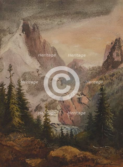 View of Mountains, mid 19th century. Creator: Alfred Jacob Miller.