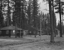 View of new model company lumber town housing for millworkers. Gilchrist, Oregon, 1939. Creator: Dorothea Lange