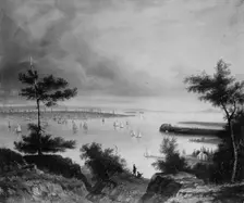 View of New York from Weehawken, ca. 1840. Creator: Unknown