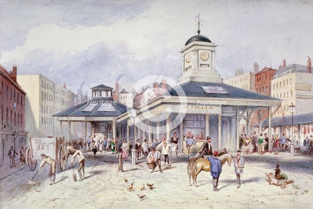 View of Newgate Market in Paternoster Square, City of London, 1836.                                  Artist: Frederick Napoleon Shepherd