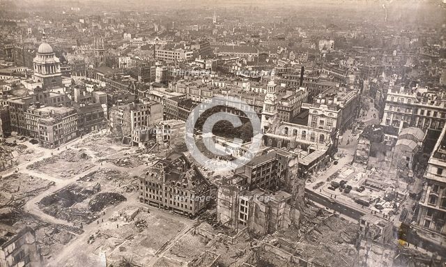 View of Newgate Street, City of London, showing air raid damage, c1944. Artist: Anon