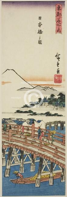 View of Nihon Bridge (Nihonbashi no zu), from the series "Famous Places in the..., early 1840s. Creator: Ando Hiroshige.