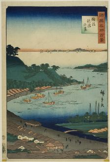 View of Niigata, Echigo Province (Echigo Niigata no kei) from the series "One Hundred Famo..., 1859. Creator: Utagawa Hiroshige II