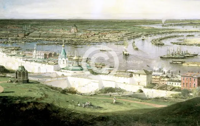 'View of Nizhny Novgorod', 1878.  Artist: Aleksey Bogolyubov