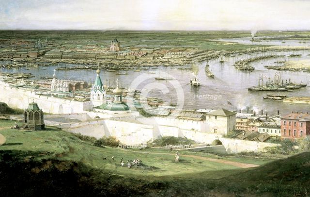 'View of Nizhny Novgorod', 1878.  Artist: Aleksey Bogolyubov