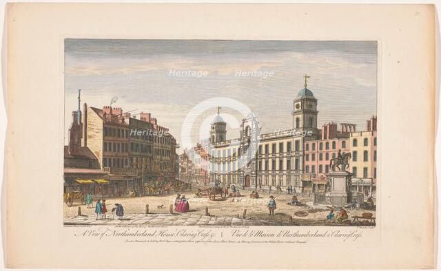 View of Northumberland House at Charing Cross in London, 1753. Creator: Thomas Bowles.