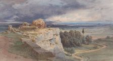 View of Norba from the North, towards San Felice Circeo, 1856. Creator: Carl Friedrich Heinrich Werner