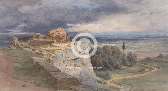 View of Norba from the North, towards San Felice Circeo, 1856. Creator: Carl Friedrich Heinrich Werner.
