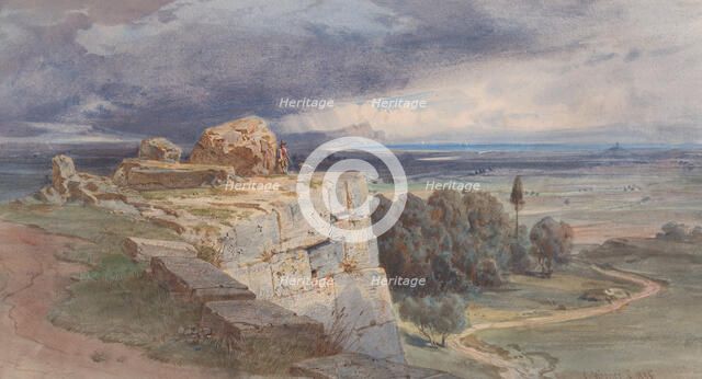 View of Norba from the North, towards San Felice Circeo, 1856. Creator: Carl Friedrich Heinrich Werner.