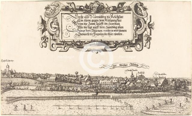 View of Nuremberg from the East [right section], 1552. Creator: Hans Sebald Lautensack.