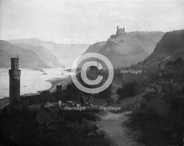 View of Oberwesel and the Rhine. Germany, 1840. Creator: Frederik Hansen Sodring.