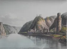 View of Oberwesel. From: A Picturesque Tour along the Rhine from Mentz to Cologne, 1820. Creator: Schütz, Christian Georg, the Younger (1758-1823)