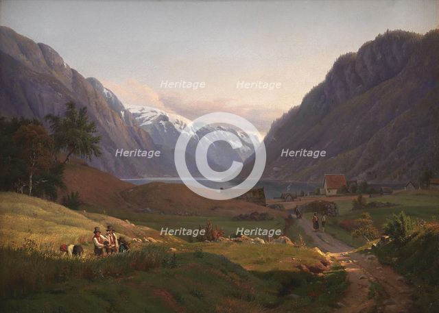 View of Odda at the Sor Fjord in Hardanger, Norway. Morning Light, 1836. Creator: Louis Gurlitt.