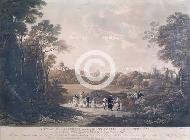 View of Old Aberdeen, including King's College and Cathedral, 1808. Creator: R Seaton.