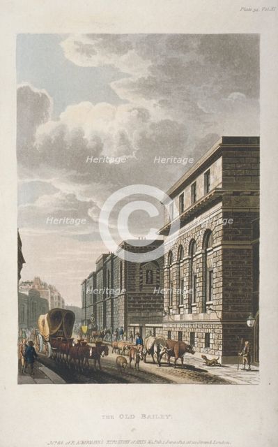 View of Old Bailey, looking north, City of London, 1814. Artist: Rudolph Ackermann