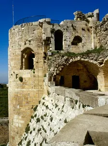 View of one of the turrets, Krak des Chevaliers, 2001. Creator: LTL