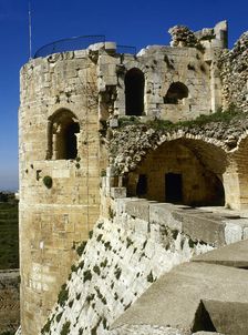 View of one of the turrets, Krak des Chevaliers, 2001. Creator: LTL
