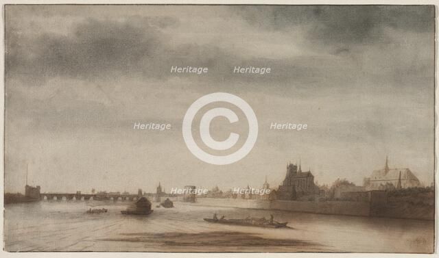 View of Orléans from the Loire, c. 1670. Creator: Lambert Doomer (Dutch, 1623-1700).