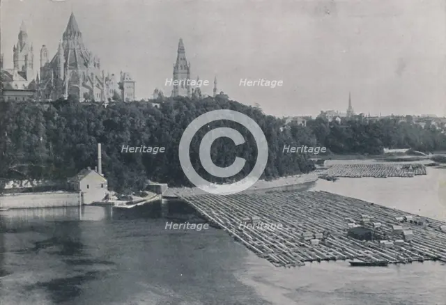 'View of Ottawa, with Log-Rafts', 1924. Artist: Unknown.