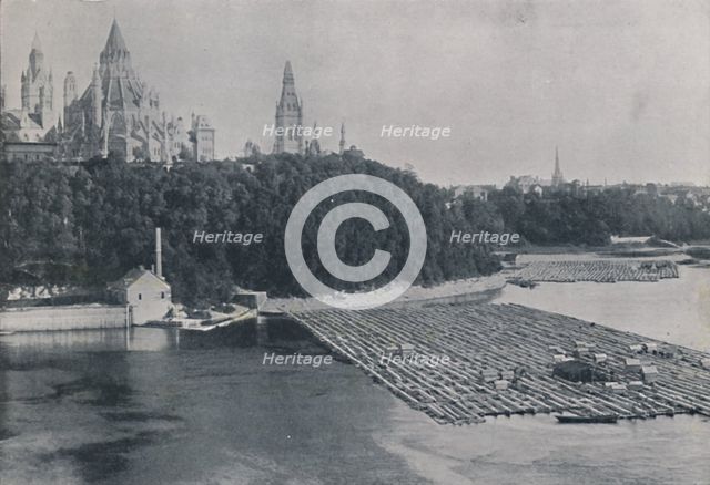'View of Ottawa, with Log-Rafts', 1924. Artist: Unknown.