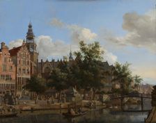 View of Oudezijds Voorburgwal with the Oude Kerk in Amsterdam. Creator: Jan van der Heyden