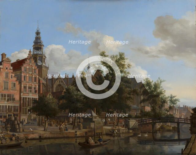 View of Oudezijds Voorburgwal with the Oude Kerk in Amsterdam. Creator: Jan van der Heyden.