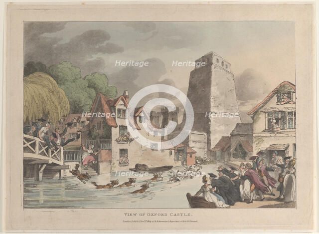 View of Oxford Castle, 1809., 1809. Creator: Thomas Rowlandson.