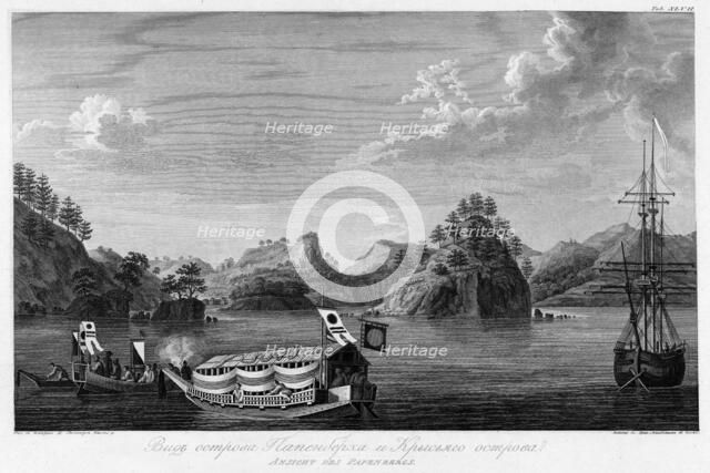 View of Papenberkh Island and Rat's Island, 1813. Creator: Ivan Vasil'evich Chesky.