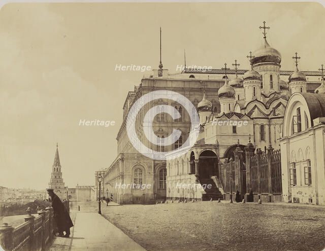 [View of Part of the Grand Palais and the Cathedral of the Annunciation at the Kremlin], 1860s. Creator: Unknown.
