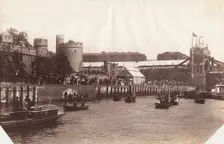 View of part of Tower Bridge from the River Thames, London, 1894
