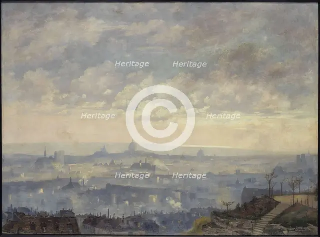 View of Paris, taken from the heights of Montmartre, 18th arrondissement, 1900. Creator: Marius Estienne.