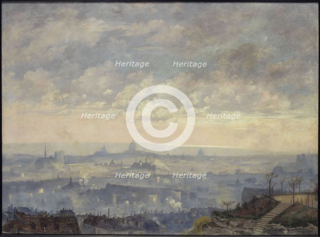 View of Paris, taken from the heights of Montmartre, 18th arrondissement, 1900. Creator: Marius Estienne.